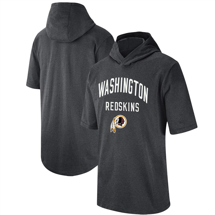 Men's Washington Commanders Heathered Charcoal Sideline Training Hooded Performance T-Shirt